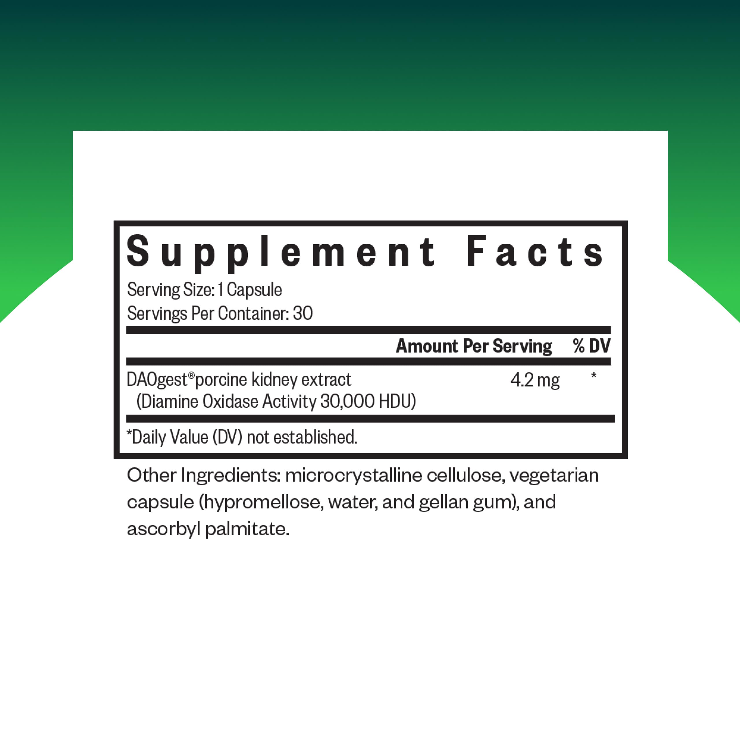 Seeking Health DAO Enzyme cápsulas para uso diario y tolerancia de histamina