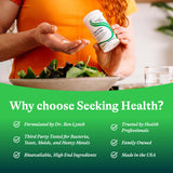Envase de Seeking Health, diseñado para una experiencia limpia y sin alérgenos.