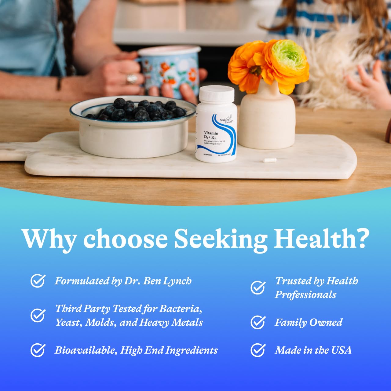 Forma vegetariana de Seeking Health D3-K2, apta para dietas vegetales.