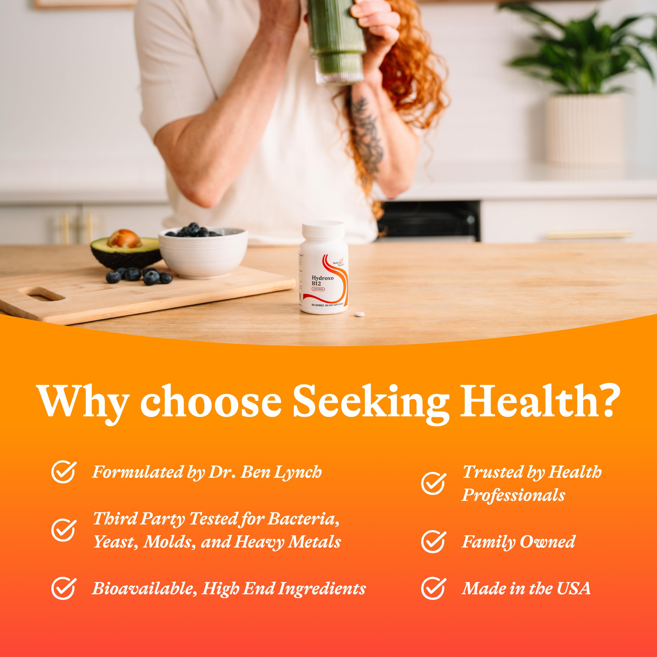 Seeking Health Hydroxo B12 envase de 60 pastillas para conveniencia
