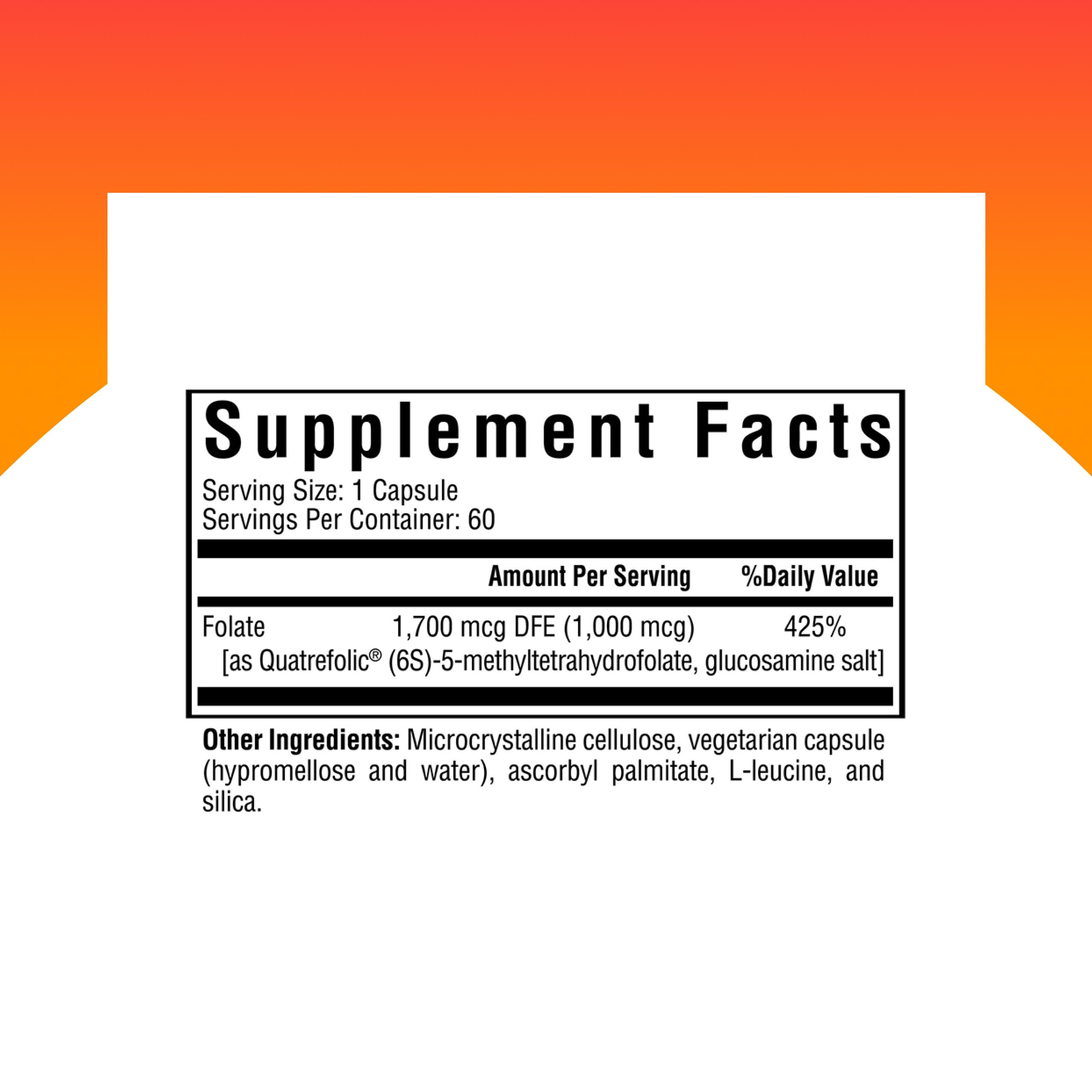 Seeking Health L-Metilfolato 1mg – cápsulas listas para uso diario