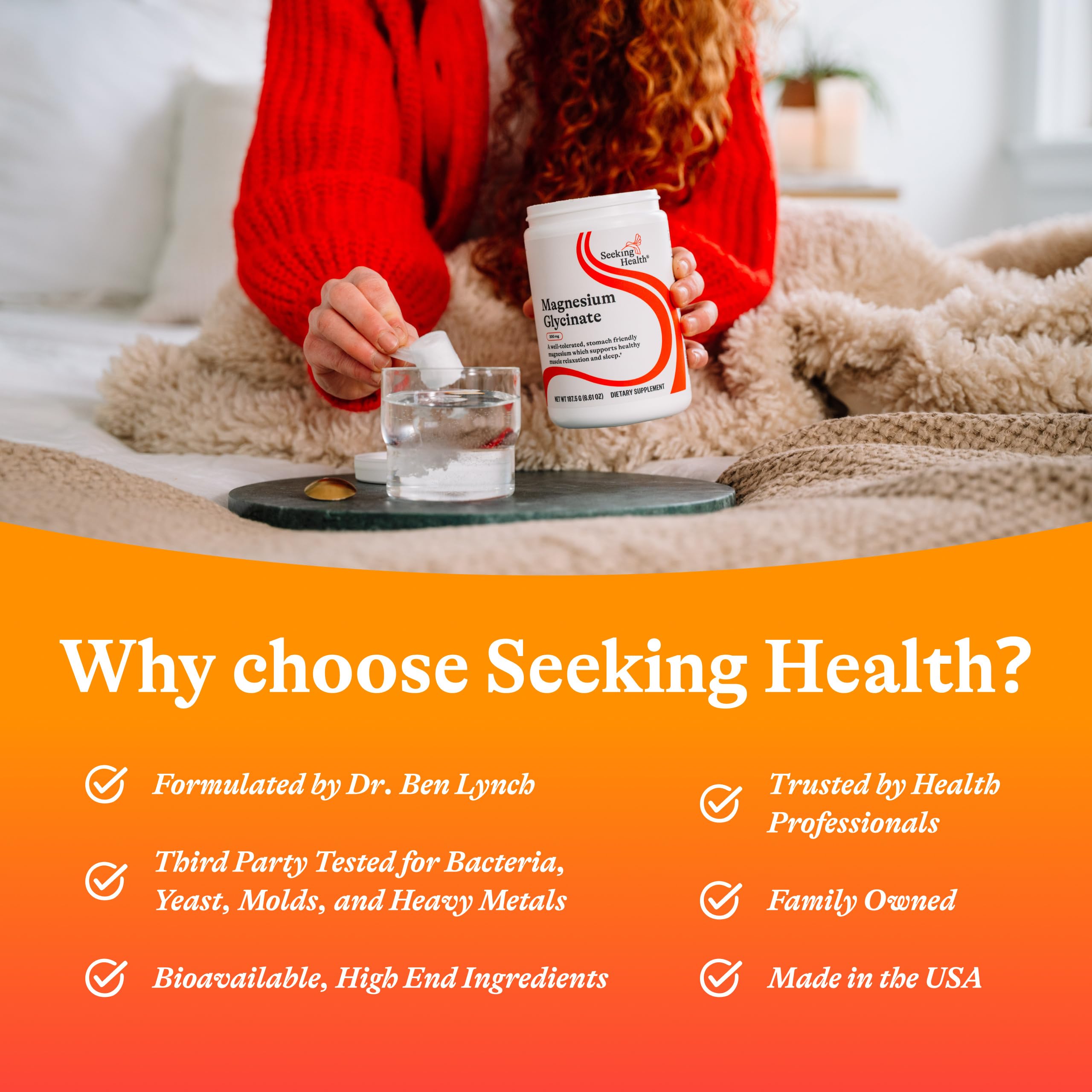 Producto vegetariano de Seeking Health Magnesium Glycinate Powder para dietas sin carne