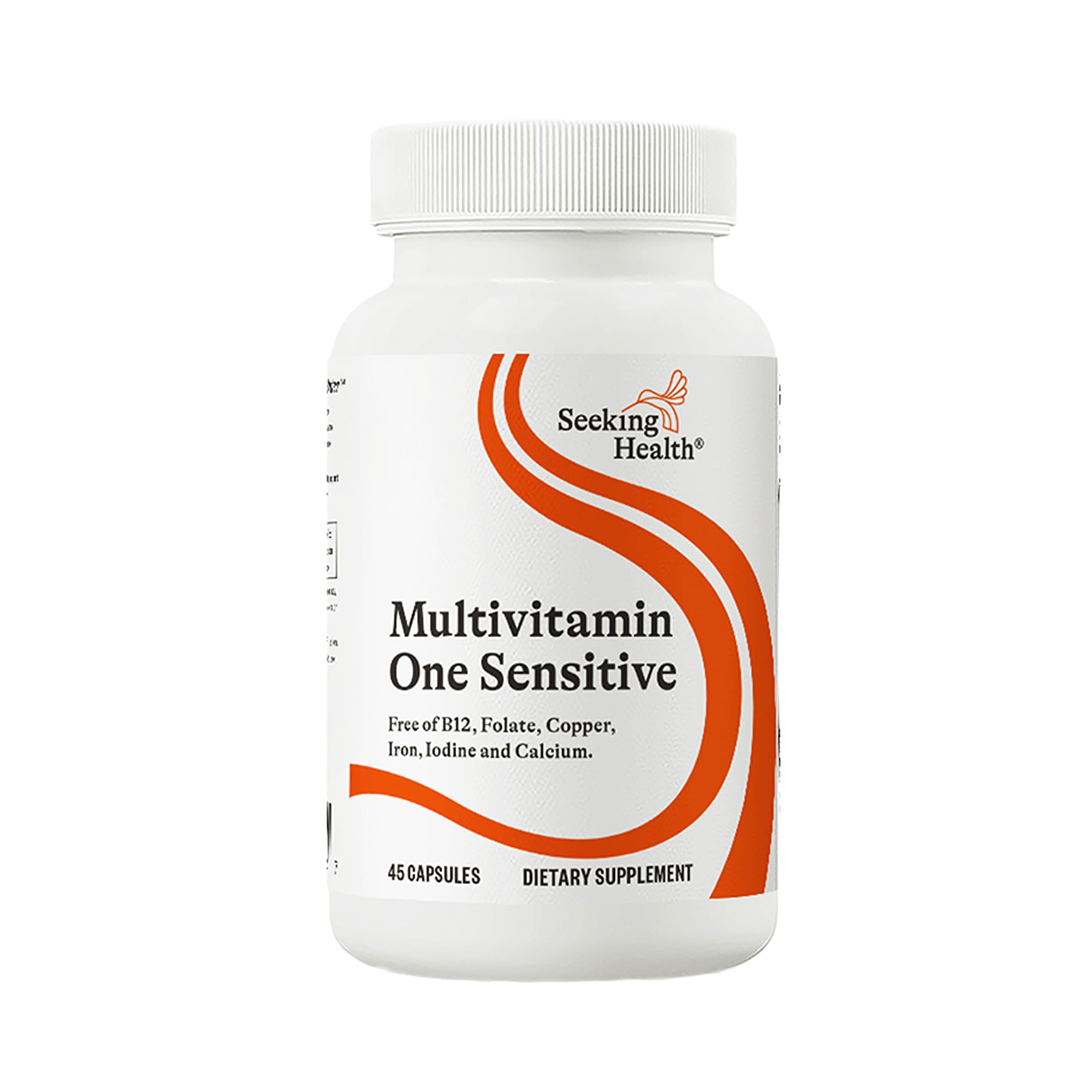 Seeking Health One Sensitive, botella de cápsulas, apoyo antioxidante diario.
