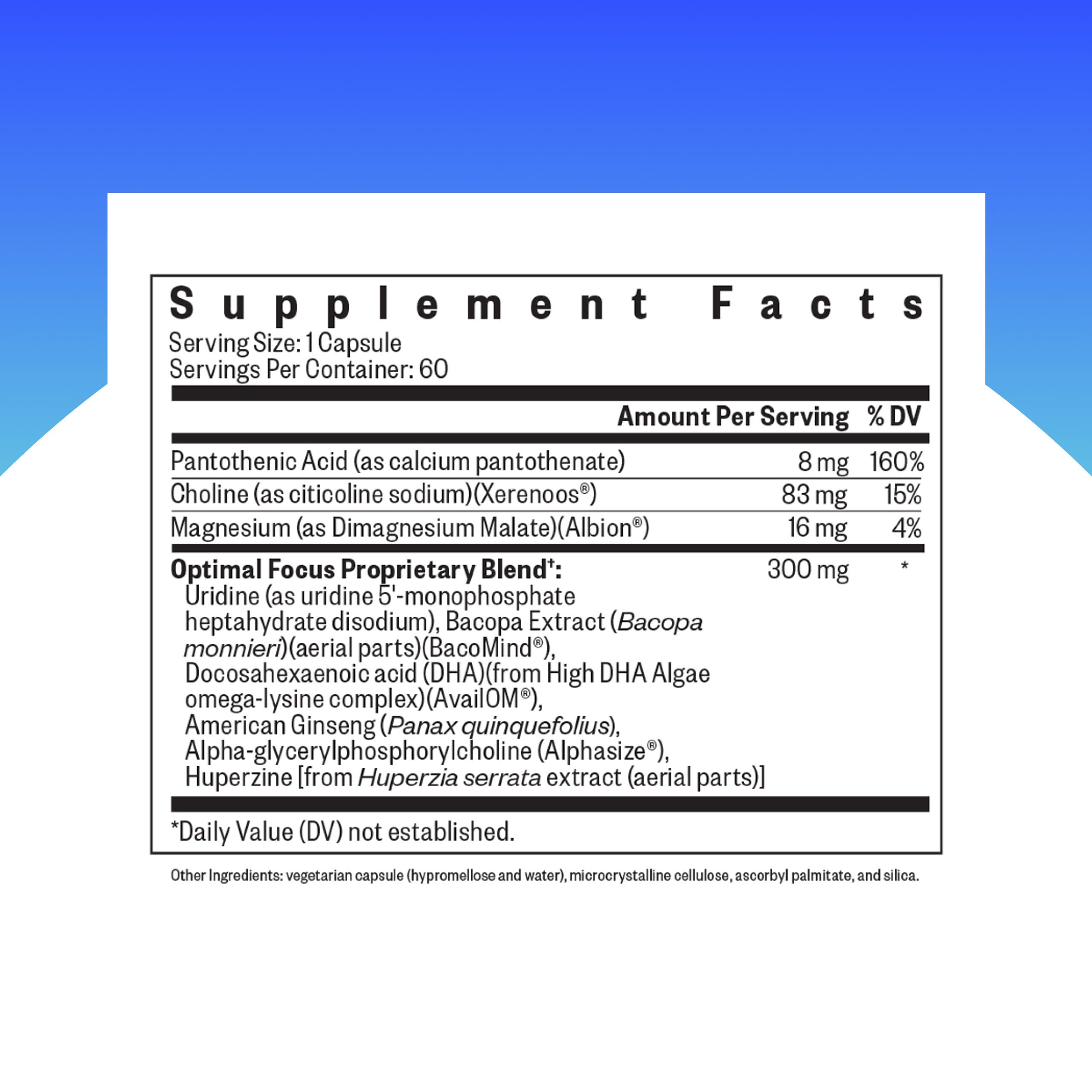 Cápsulas de Optimal Focus para concentración sostenida sin cafeína