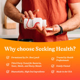 Seeking Health Optimal Man: ingredientes clave zinc y folato para apoyo nutricional.