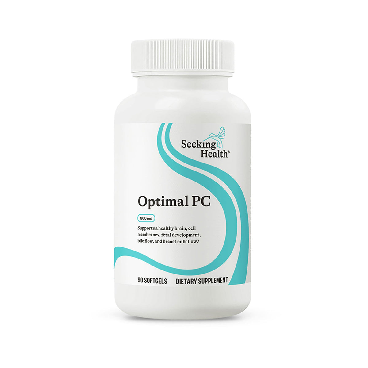 Botella de Seeking Health Optimal PC para soporte cerebral y hepático con lecitina de girasol.