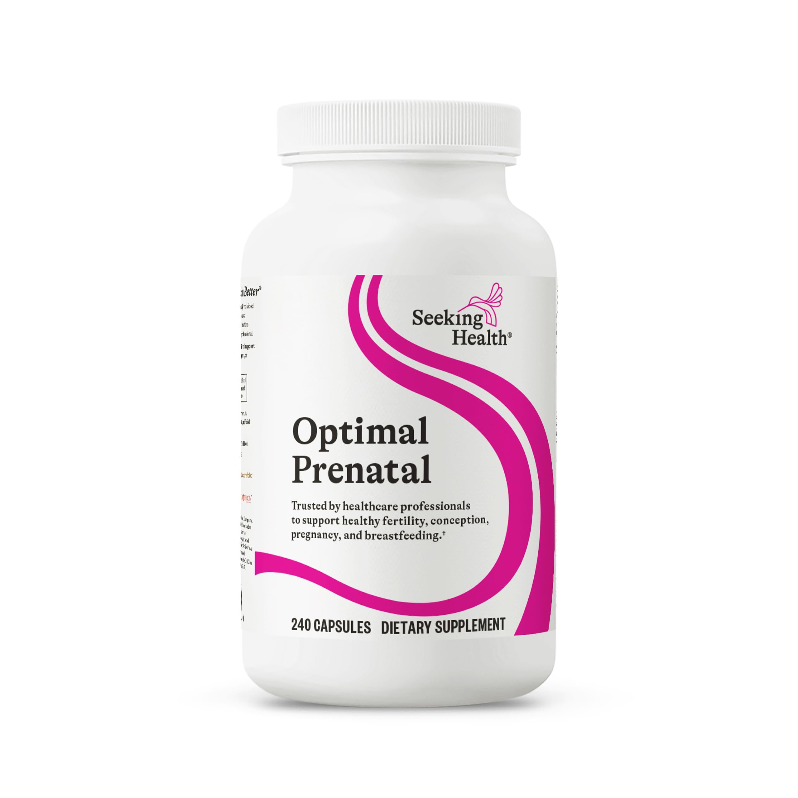 Seeking Health Optimal Prenatal: cápsulas vegetales para apoyo prenatal integral.