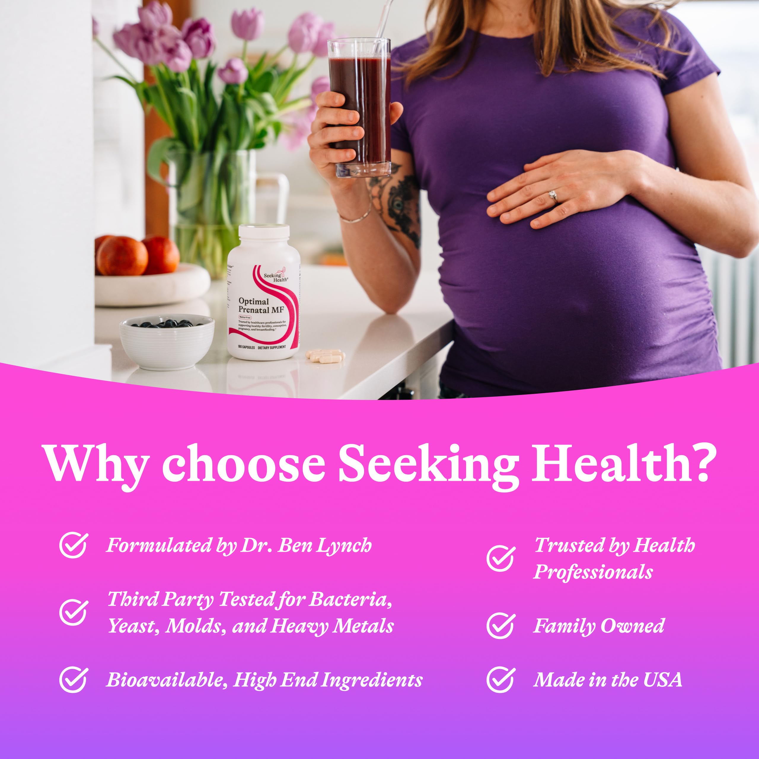 Seeking Health Optimal Prenatal MF: jengibre y vitamina A en la fórmula