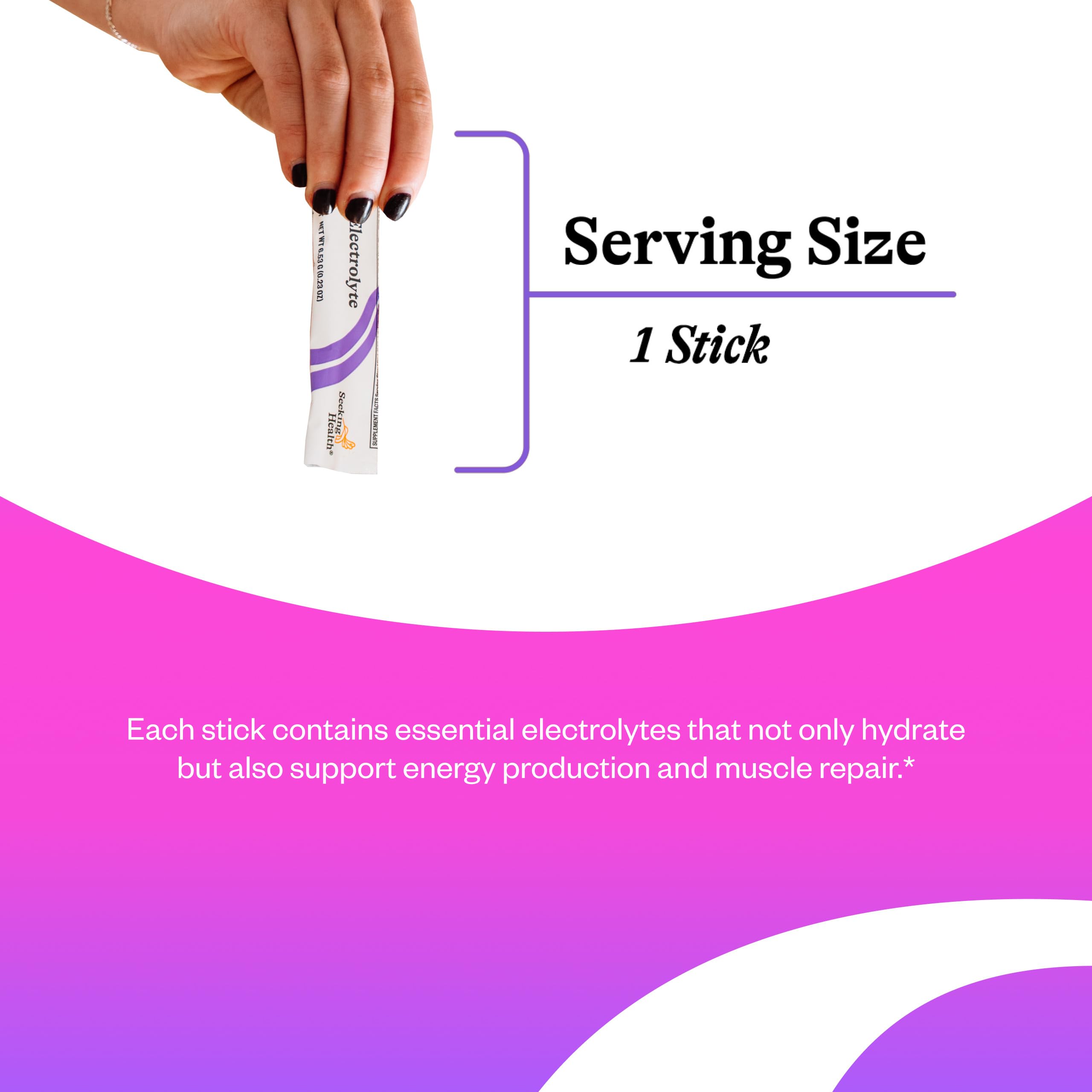 Seeking Health Electrolyte Sticks sabor frutos rojos, paquete frontal mostrando el producto