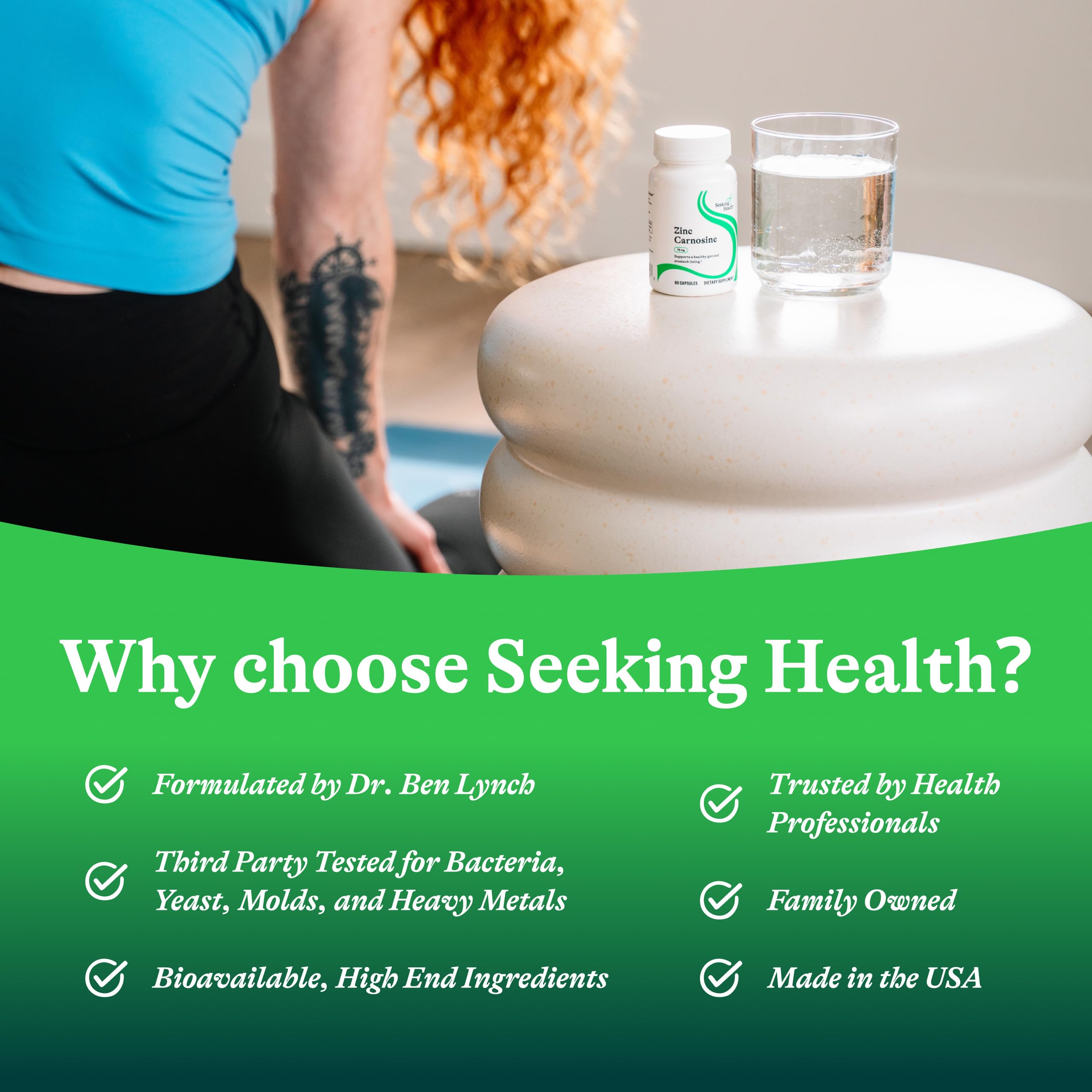 Seeking Health Zinc Carnosine, ingredientes: libre de alérgenos comunes.