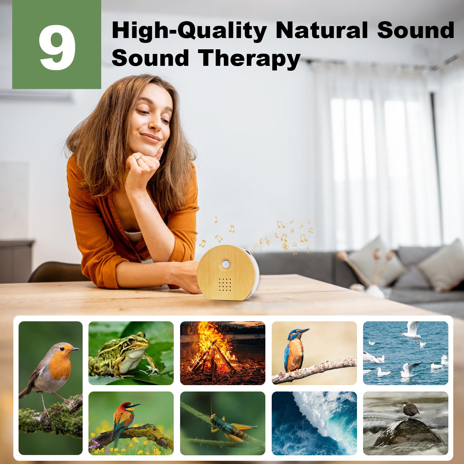 Seektain Caja Pájaro con 9 sonidos de naturaleza para relajación