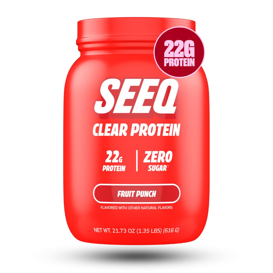 SEEQ Clear Whey Isolate Fruta Punch en bote para recuperación rápida