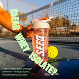 SEEQ Clear Whey Isolate Watermelon Wave bag and scoop for on-the-go fueling