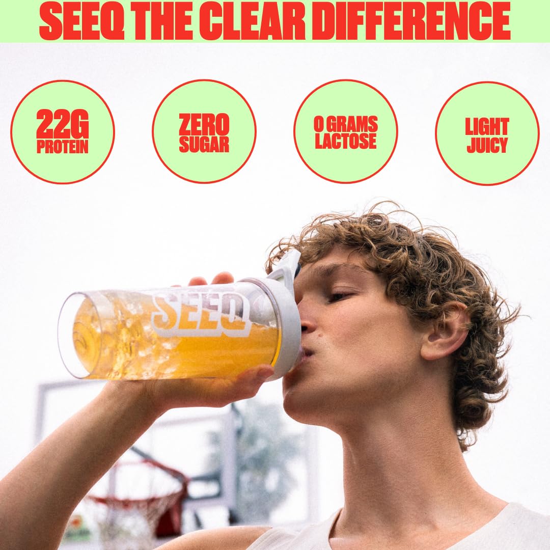 SEEQ Clear Whey Isolate Watermelon Wave shaker cup for quick, shake-ready post-workout fuel