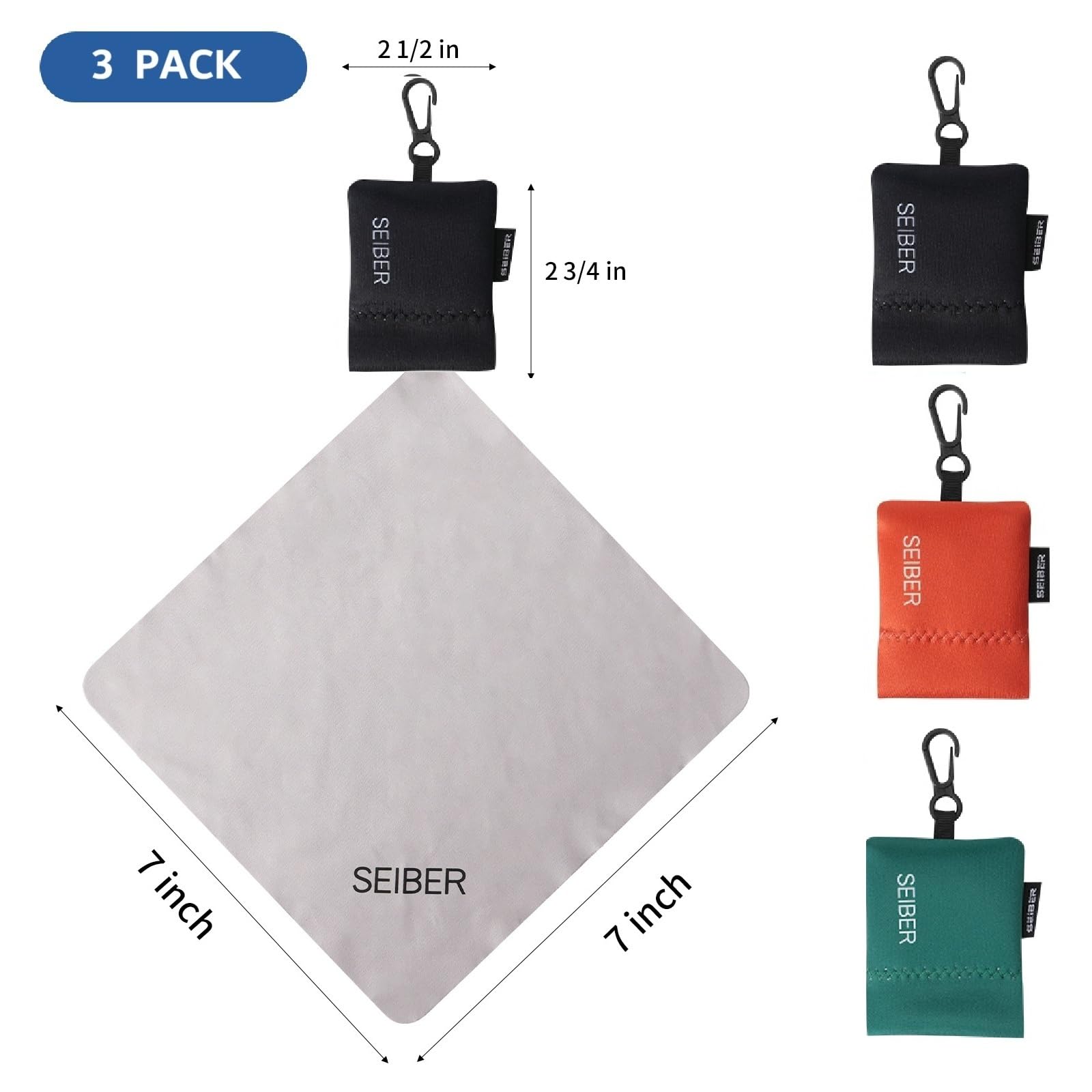 SEIBER microfibra para lentes 7x7 pulgadas limpieza rápida