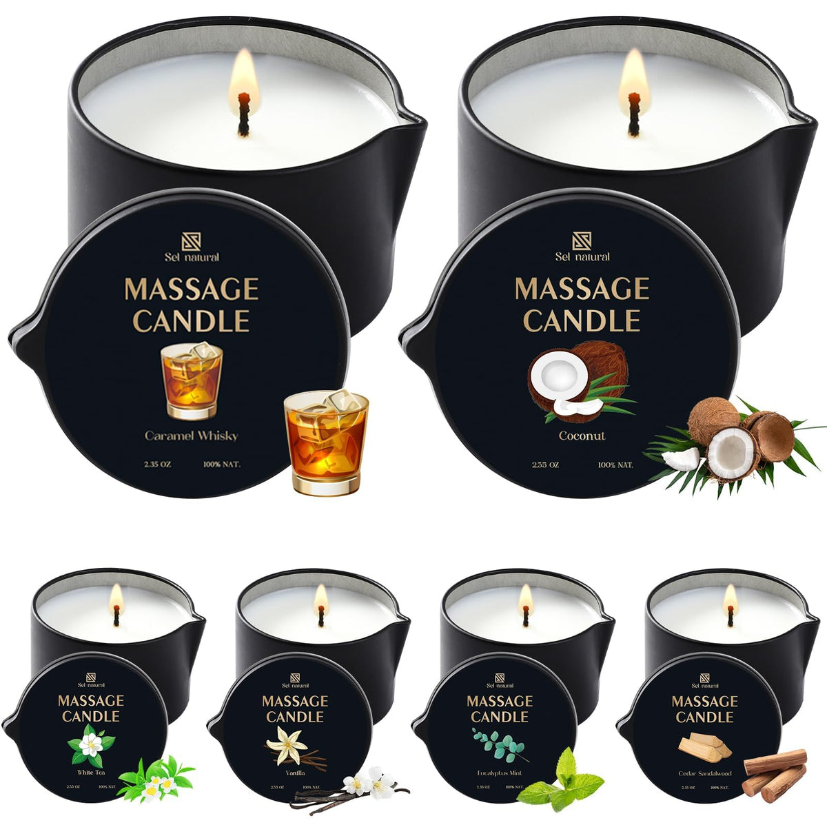 Sel Natural set de velas de masaje para spa en casa