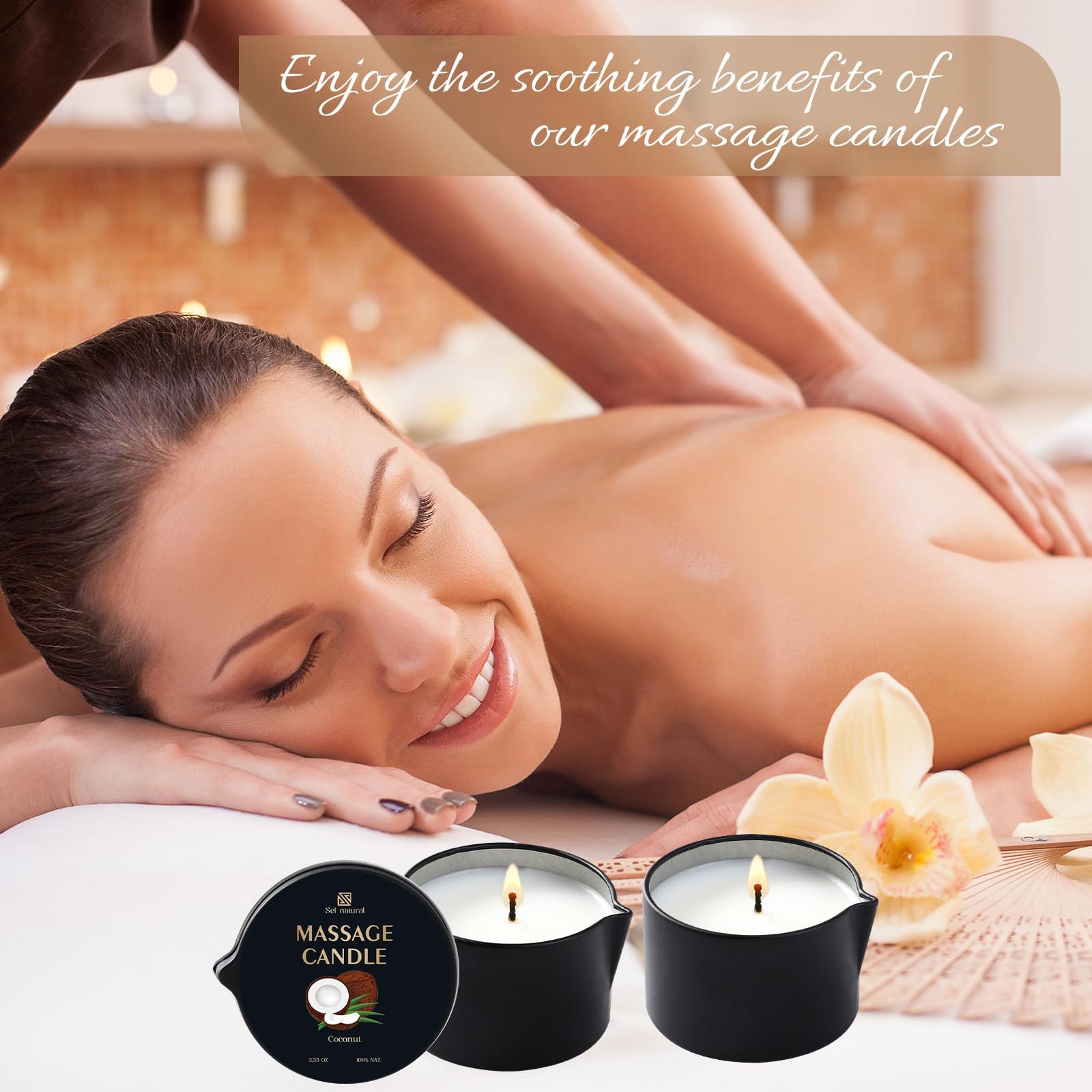 Sel Natural vela masaje vainilla, aroma reconfortante para relajación