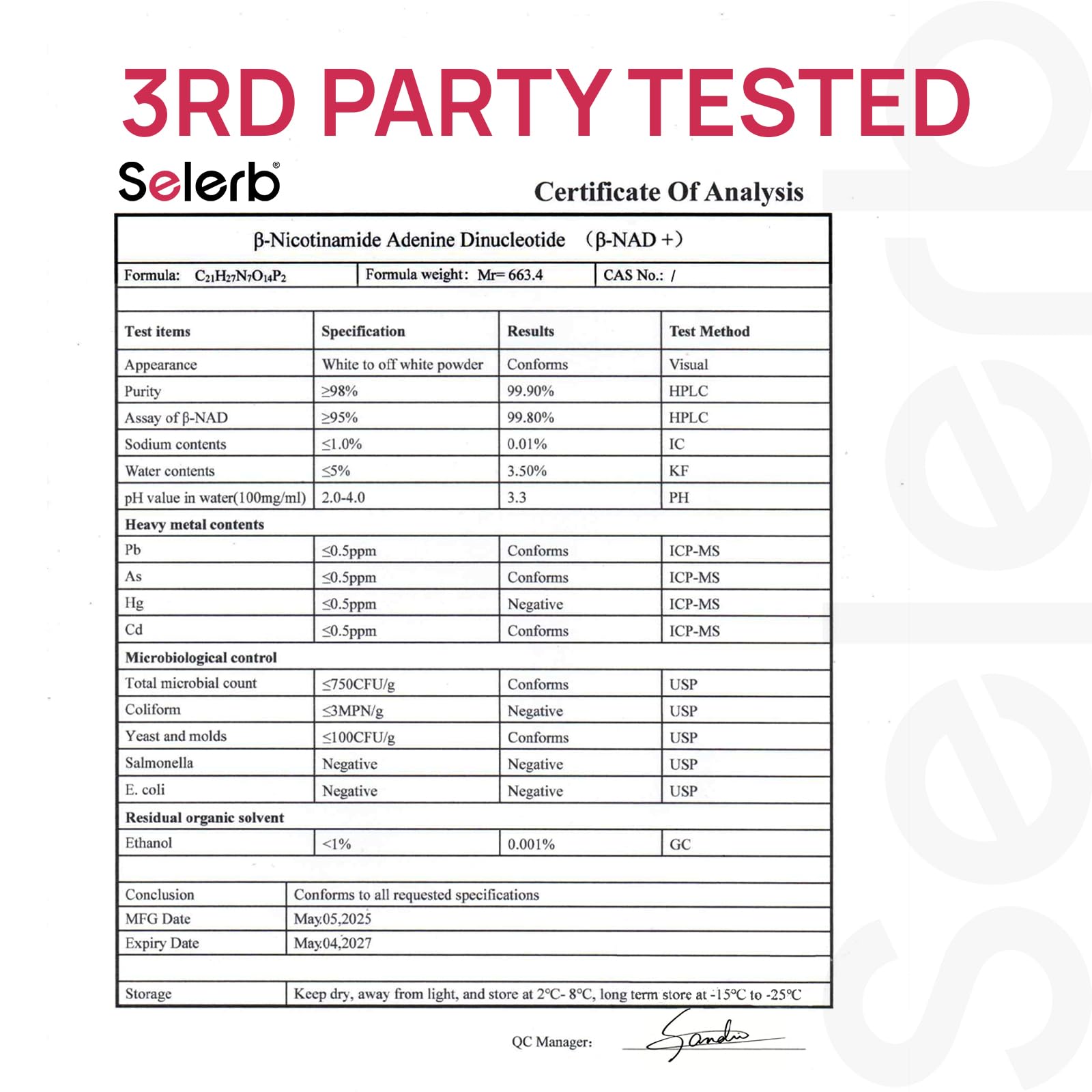 Selerb Nadgenie empaque EE.UU., control de calidad y seguridad.