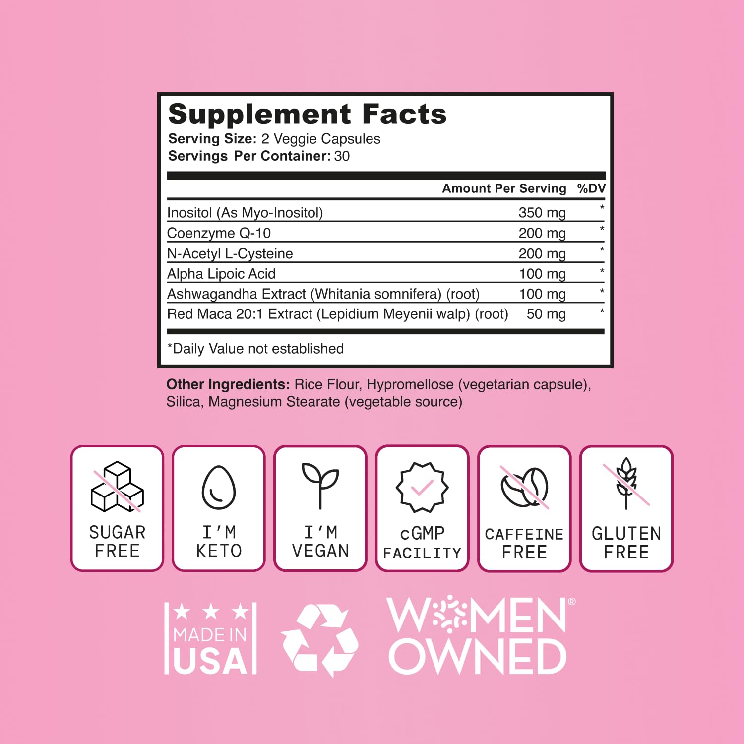 SELF NUTRITION Fertility Support, etiqueta sin gluten: adecuada para dietas sensibles.