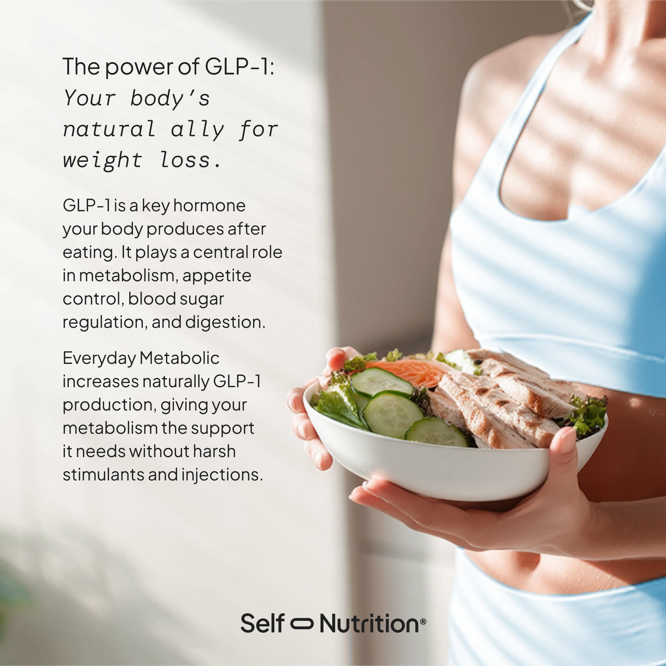 SELF NUTRITION GLP-1 Berberine: botella abierta para acceso rápido a la dosis