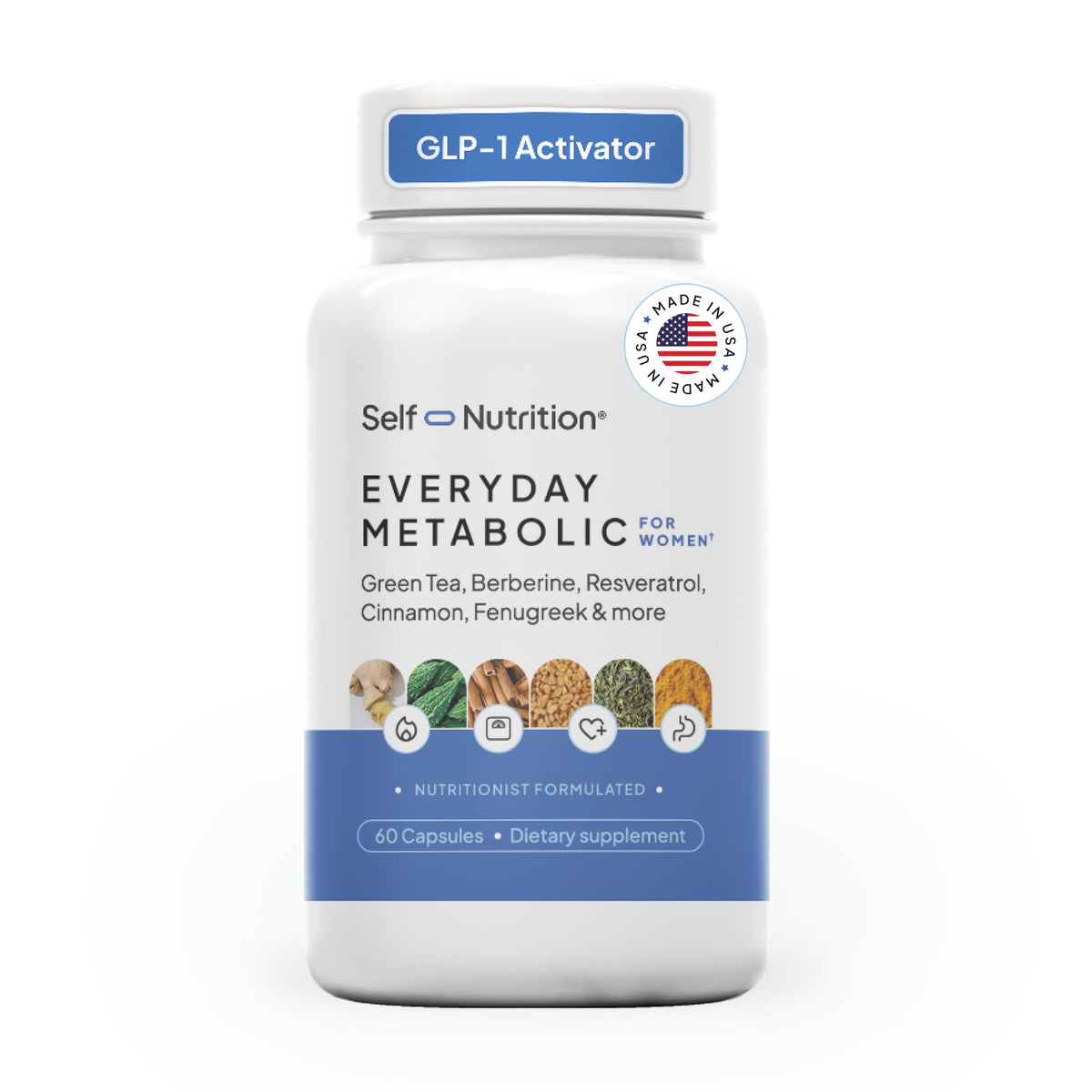SELF NUTRITION GLP-1 Berberine: botella llena para apoyo natural del apetito