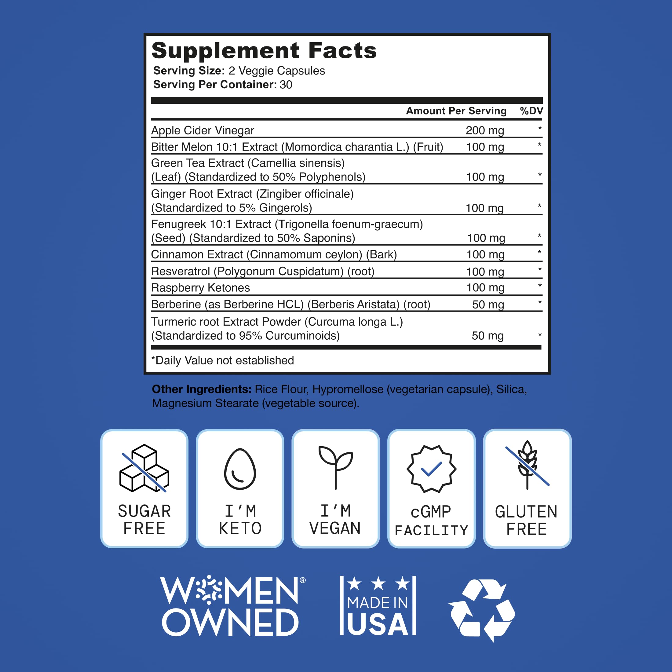 SELF NUTRITION GLP-1 Berberine: primer plano de etiqueta de ingredientes naturales