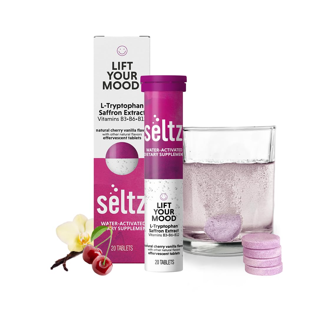 Seltz tableta efervescente disolviendose en agua para elevar el animo