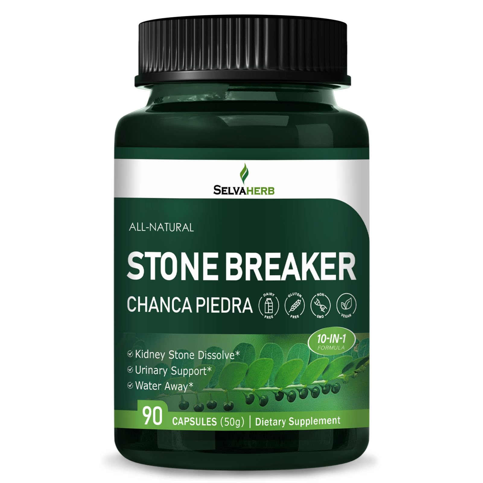 Selvaherb Rompe Piedras cápsulas visibles, posible apoyo renal.