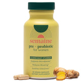 Cápsulas probióticas de Semaine, primer plano, apoyo al equilibrio intestinal.