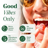Semaine Stress Less Gummy, etiqueta de calidad, producto en EE. UU. con ingredientes europeos.