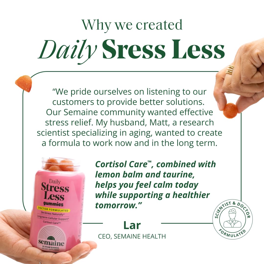 Semaine Stress Less Gummy, relajación nocturna, posible mejora de la calidad del sueño.