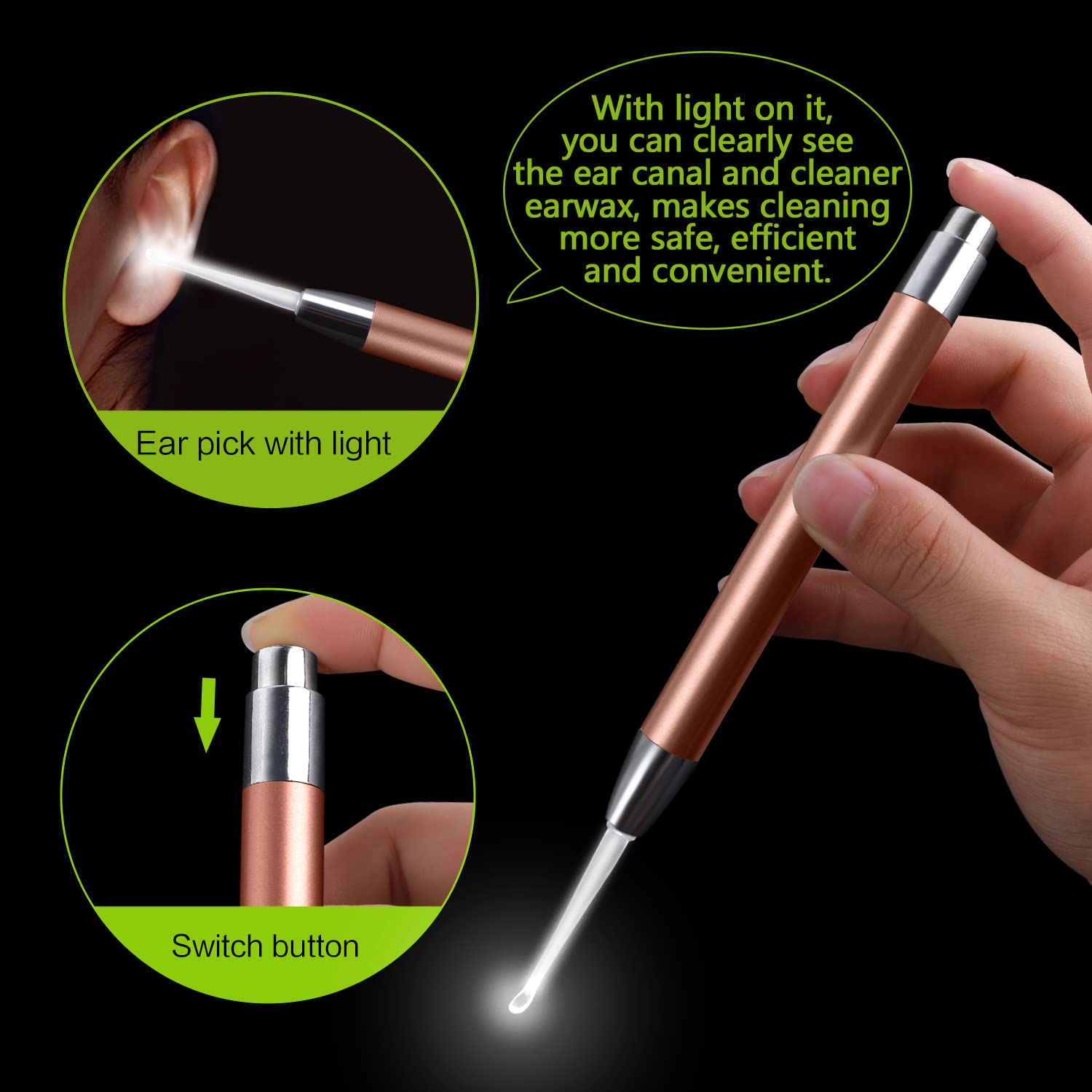 SENLMLER pinzas de oreja con luz para extracción precisa