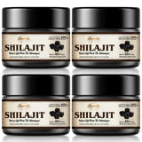 Sennasi Shilajit Resina en bote de vidrio, conserva pureza y potencia para vitalidad diaria.
