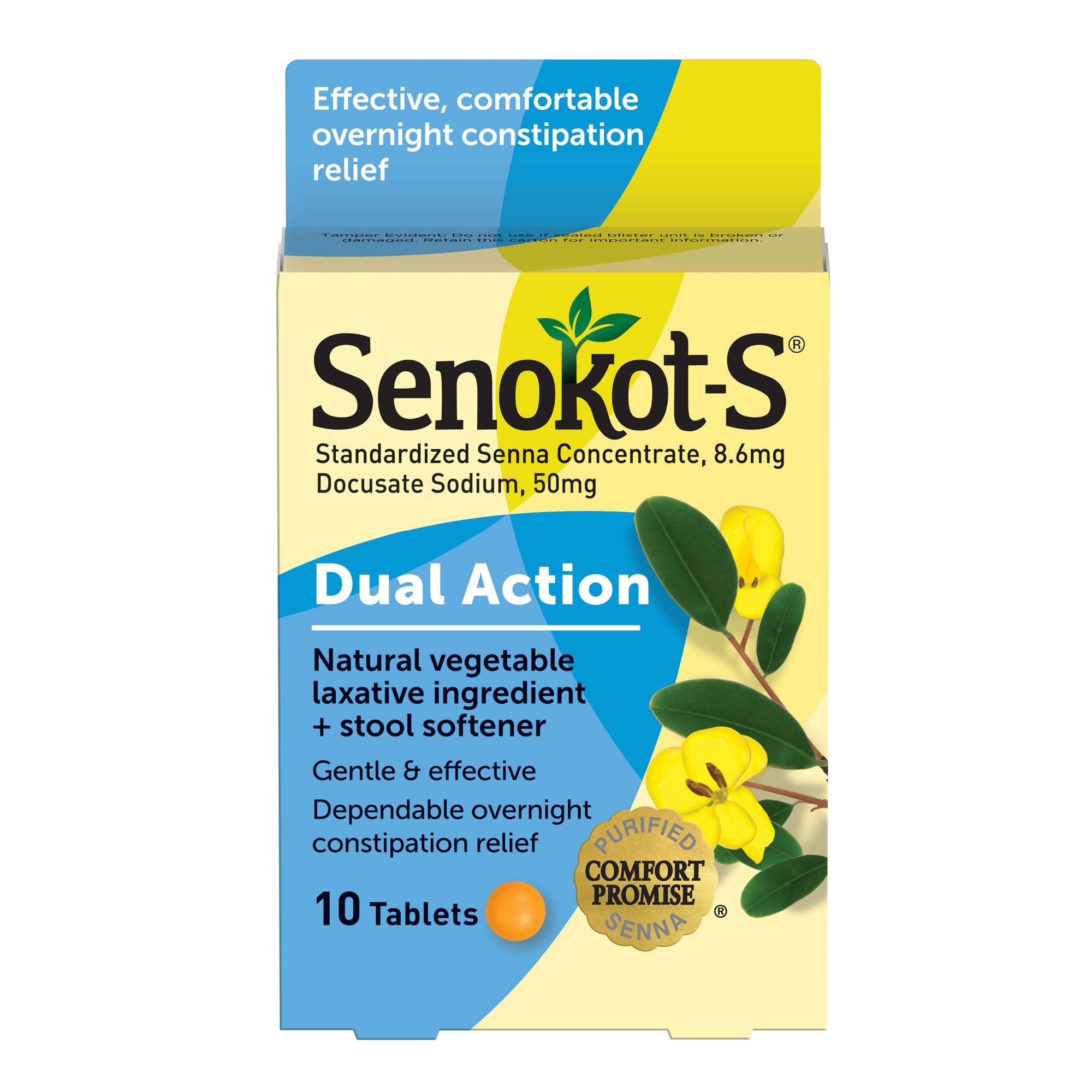 Senokot-S empaque de tabletas para alivio suave nocturno