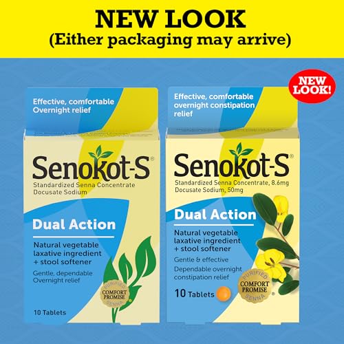 Senokot-S ingrediente senna y docusato para alivio suave del estreñimiento