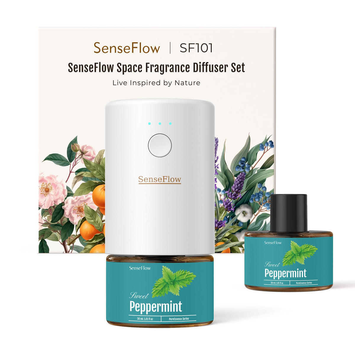 SenseFlow SF101 Pro difusor de aceites azul en primer plano para habitación fresca