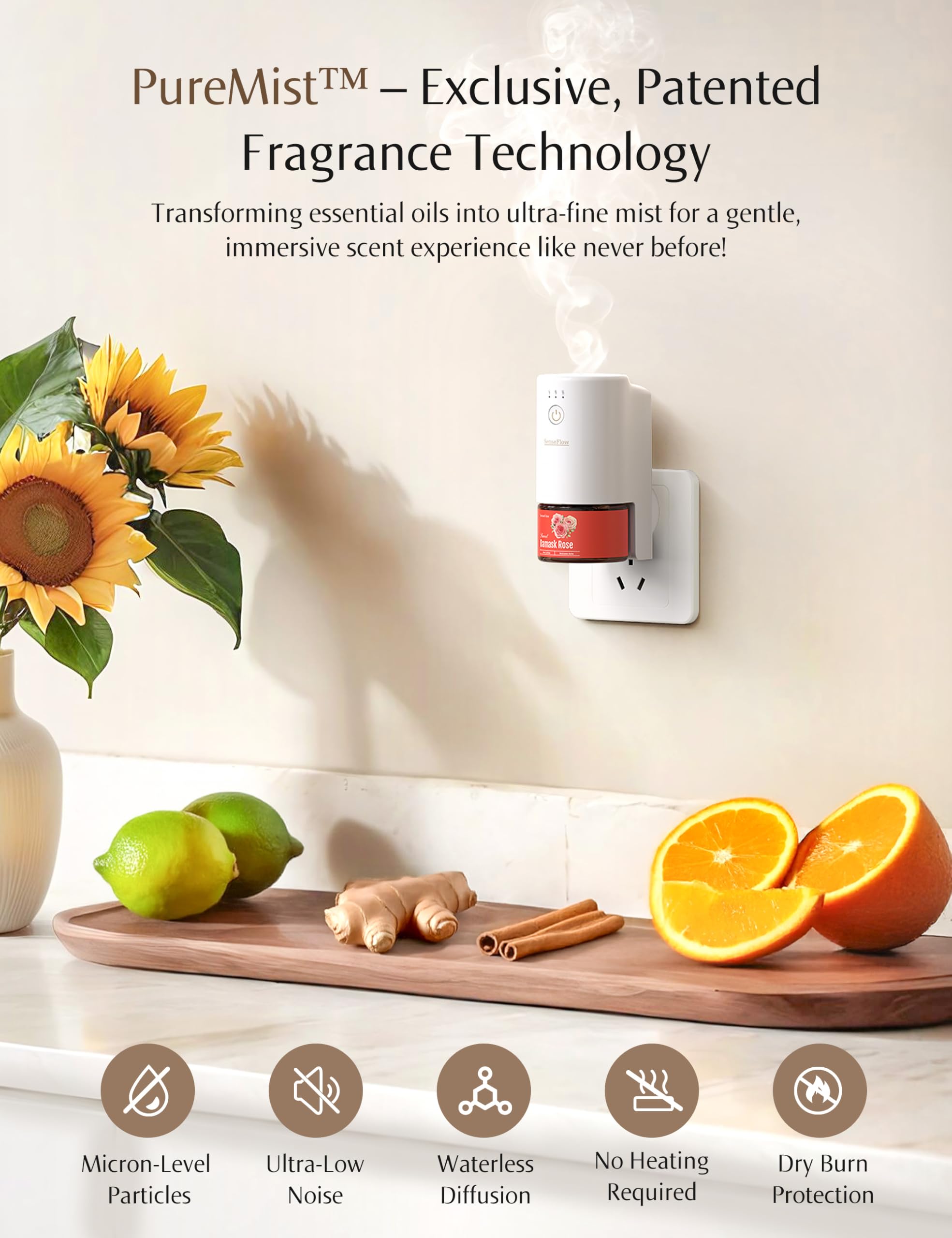 SenseFlow SF101S Pro con aceite de sándalo australiano para ambiente cálido