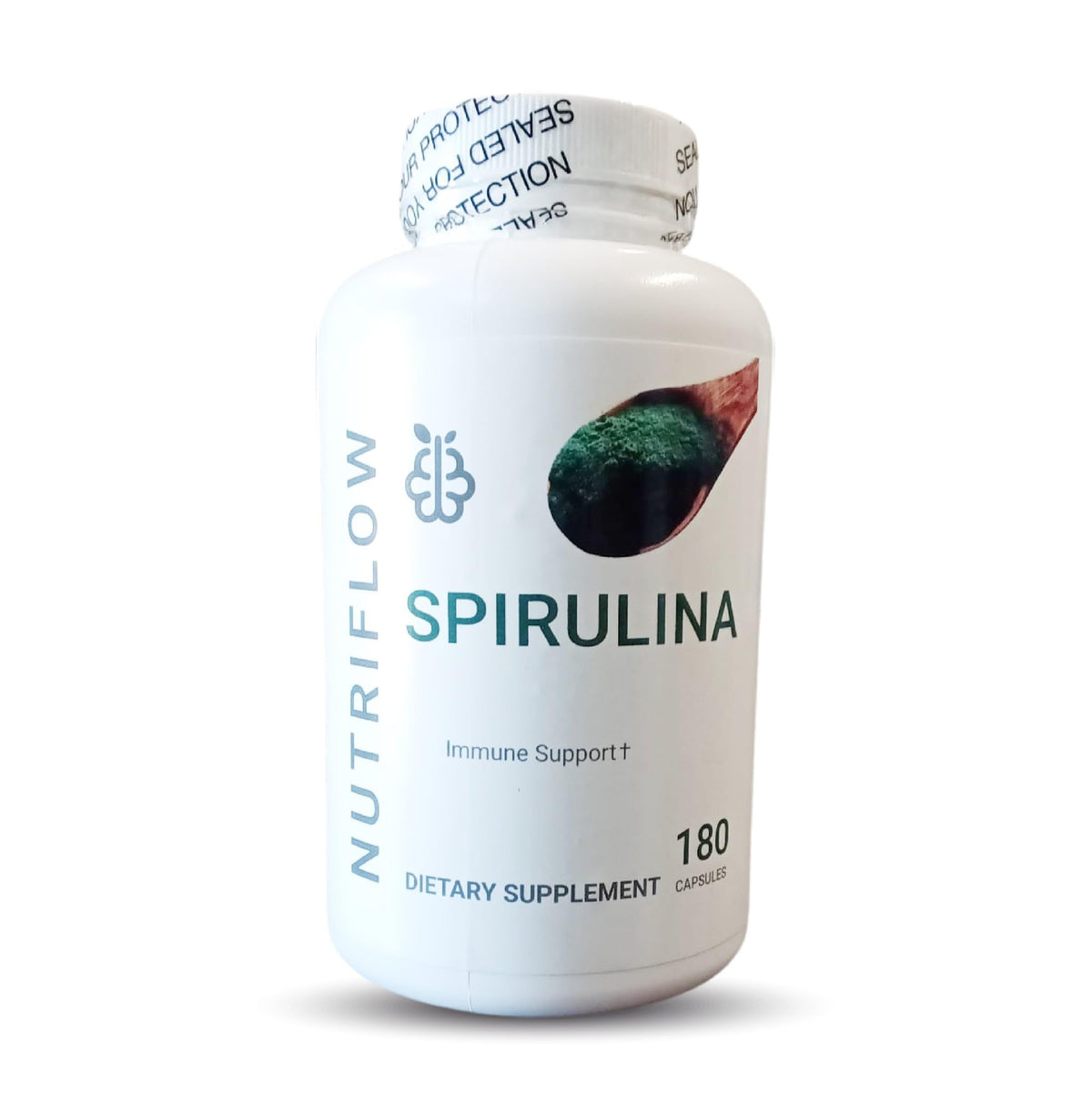 senseofeeling espirulina cápsulas en bote para uso diario.
