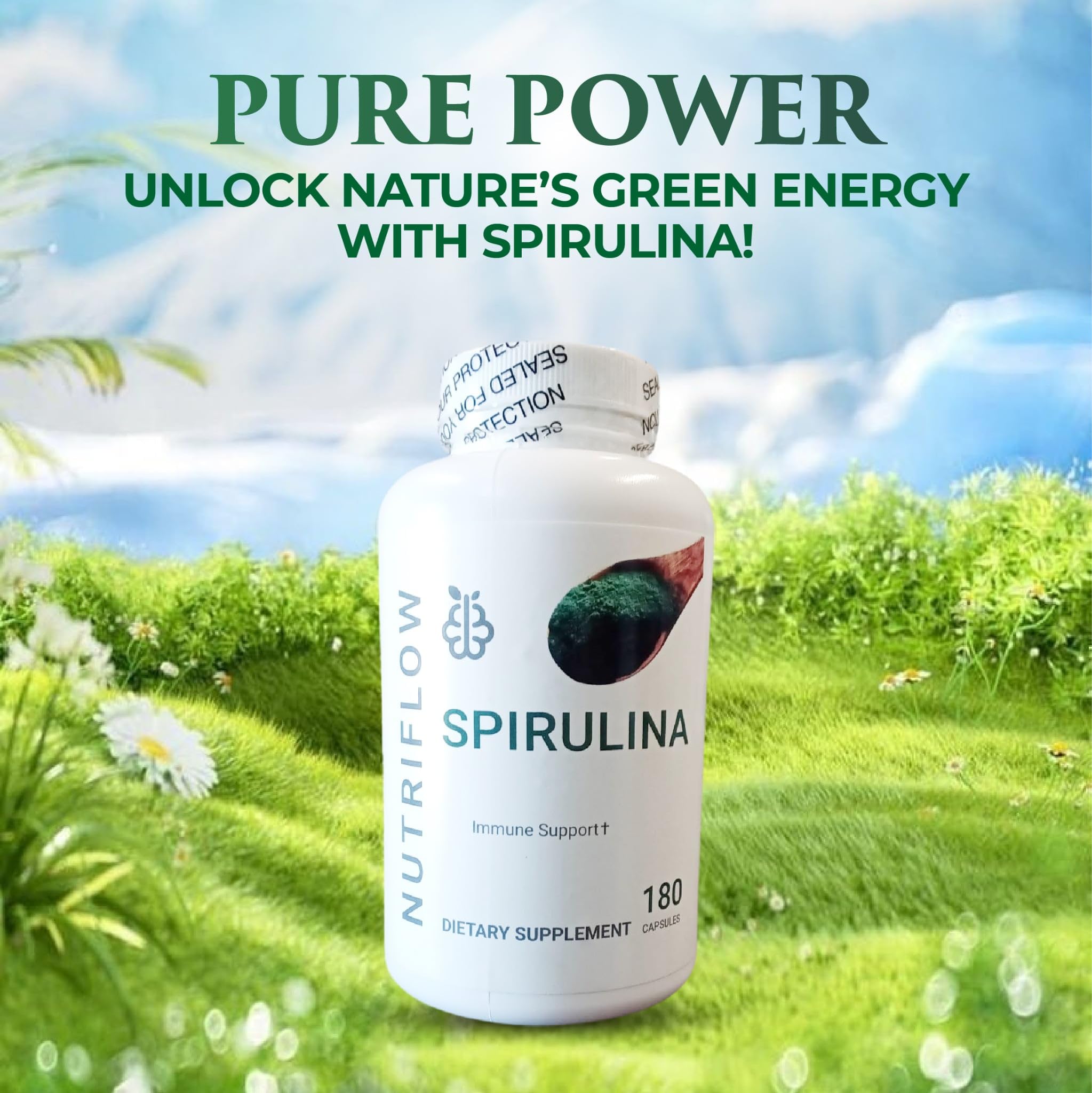 senseofeeling espirulina cápsulas con etiqueta visible para bienestar diario.