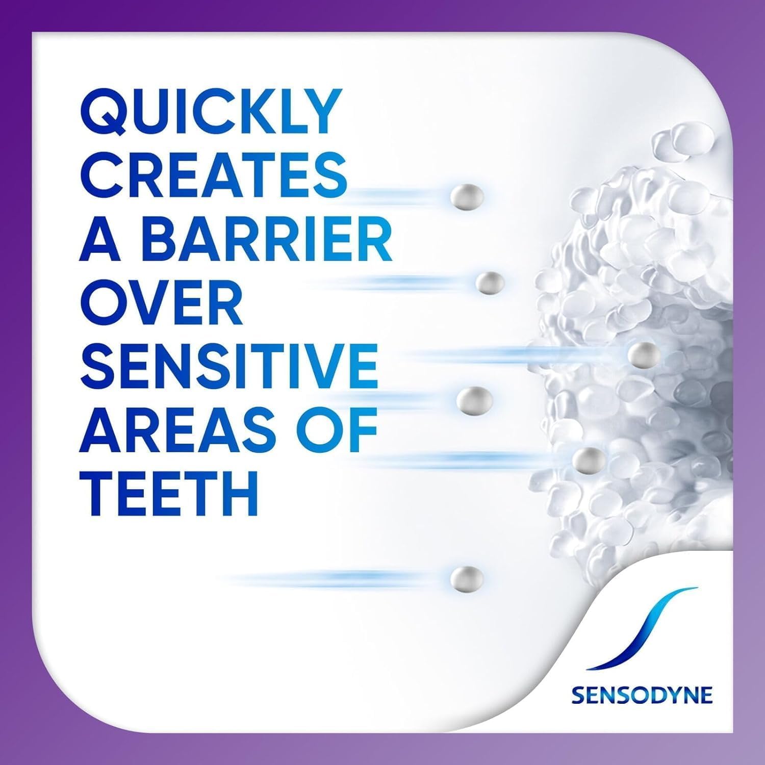 Sensodyne Alivio Rápido, close-up de la crema y espuma al cepillarse.