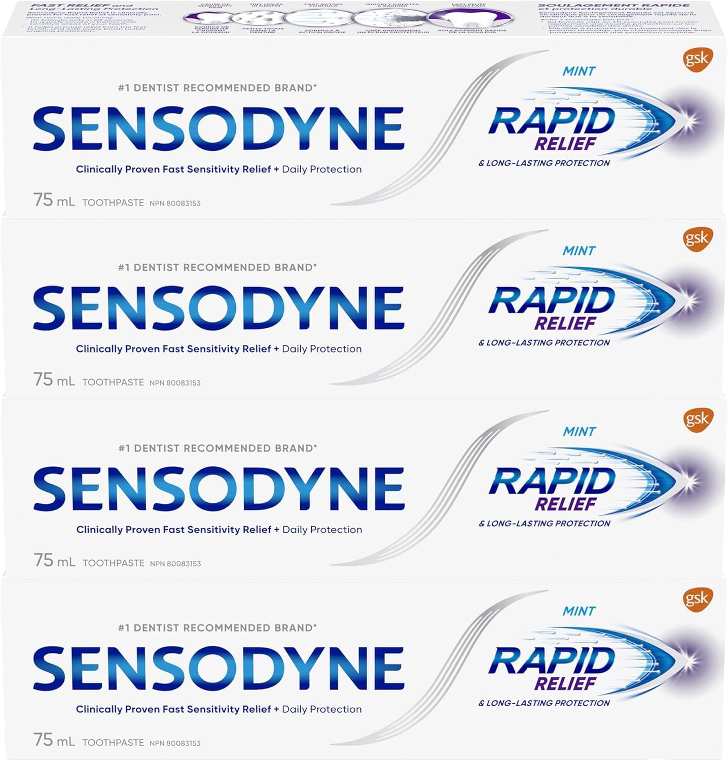 Sensodyne Alivio Rápido, empaque doble para familia y casa ordenada.