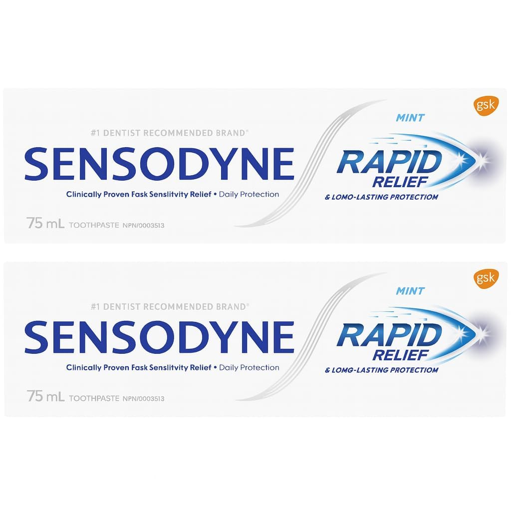 Sensodyne Alivio Rápido, pasta de dientes mentolada, uso diario para higiene bucal fresca.