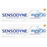 Sensodyne Alivio Rápido, pasta de dientes mentolada, uso diario para higiene bucal fresca.