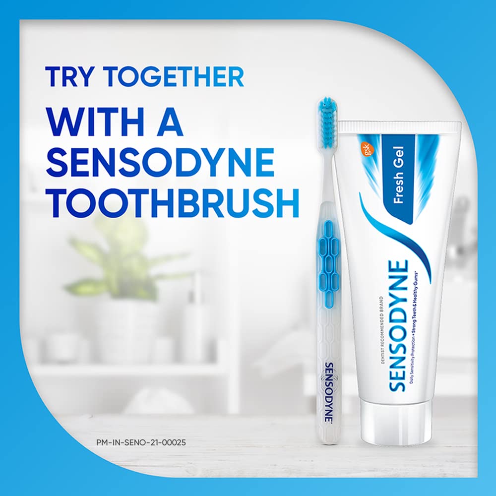 Envase de Sensodyne de 75 g, práctico para casa.