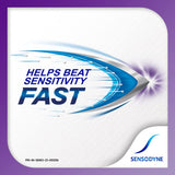 Sensodyne etiqueta 80 g en tubo, presentación en empaque doble