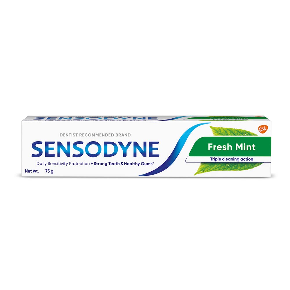 Sensodyne Menta Fresca, pasta dental para dientes sensibles, sabor suave a menta.