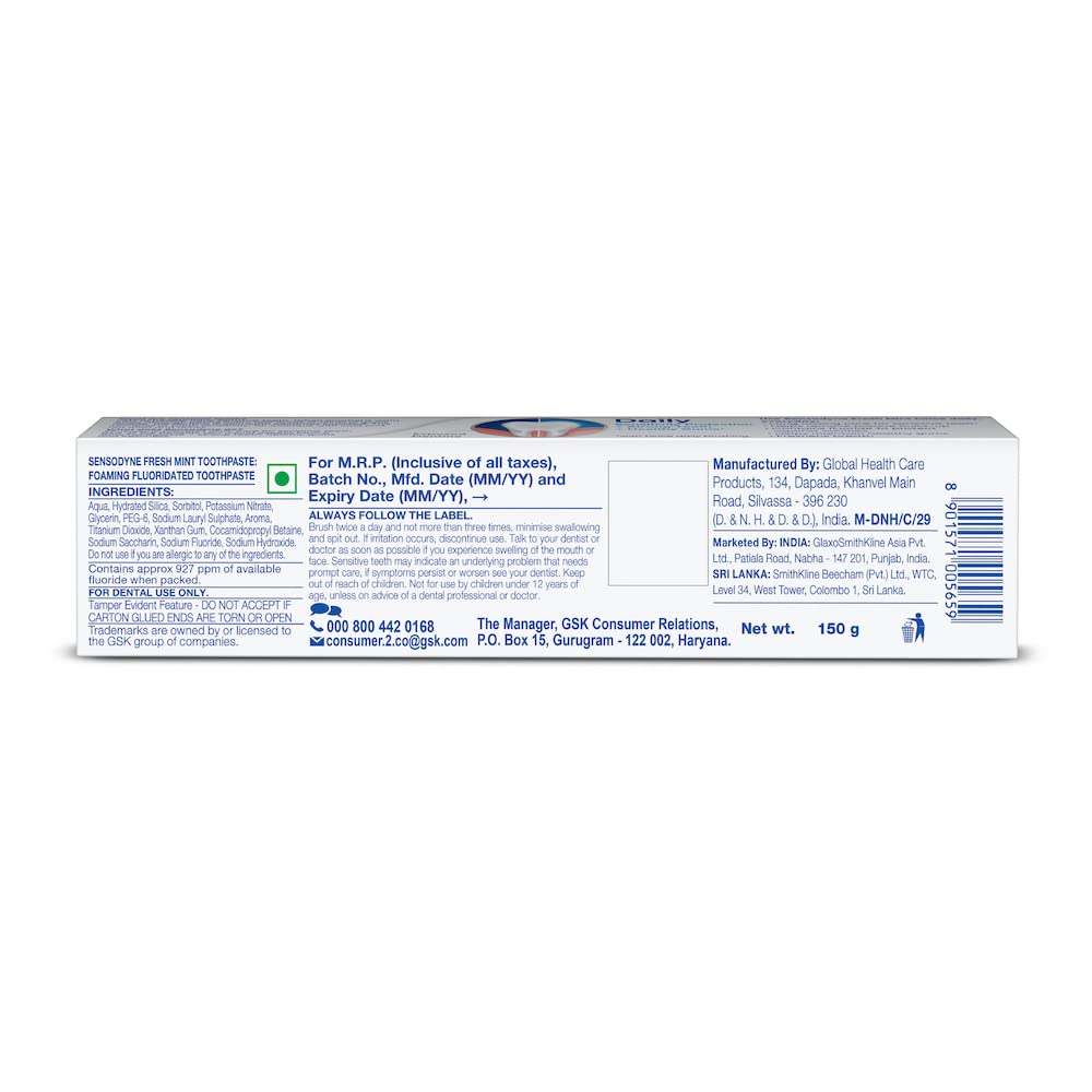 Sensodyne pasta dientes menta fresca espuma: sensación refrescante durante el cepillado.
