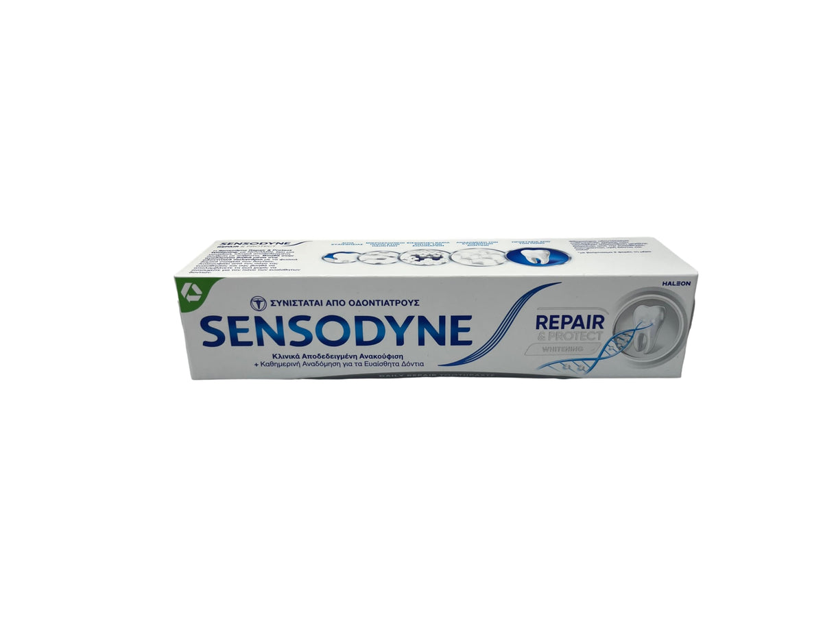 Pasta dental Sensodyne Repair & Protect original en tubo para alivio diario de la sensibilidad.
