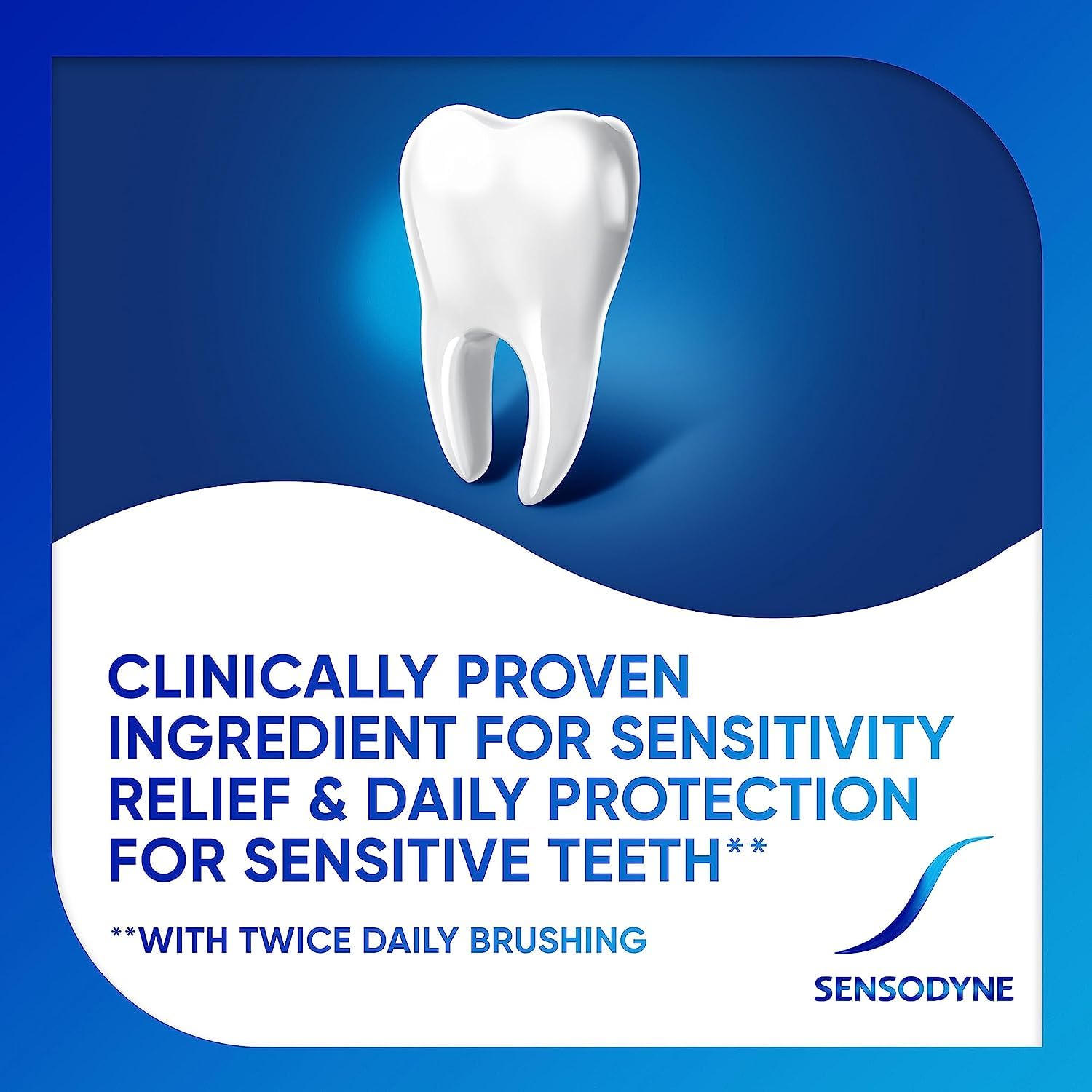 Cepillo dental junto a Sensodyne Reparación y Protección para rutina diaria