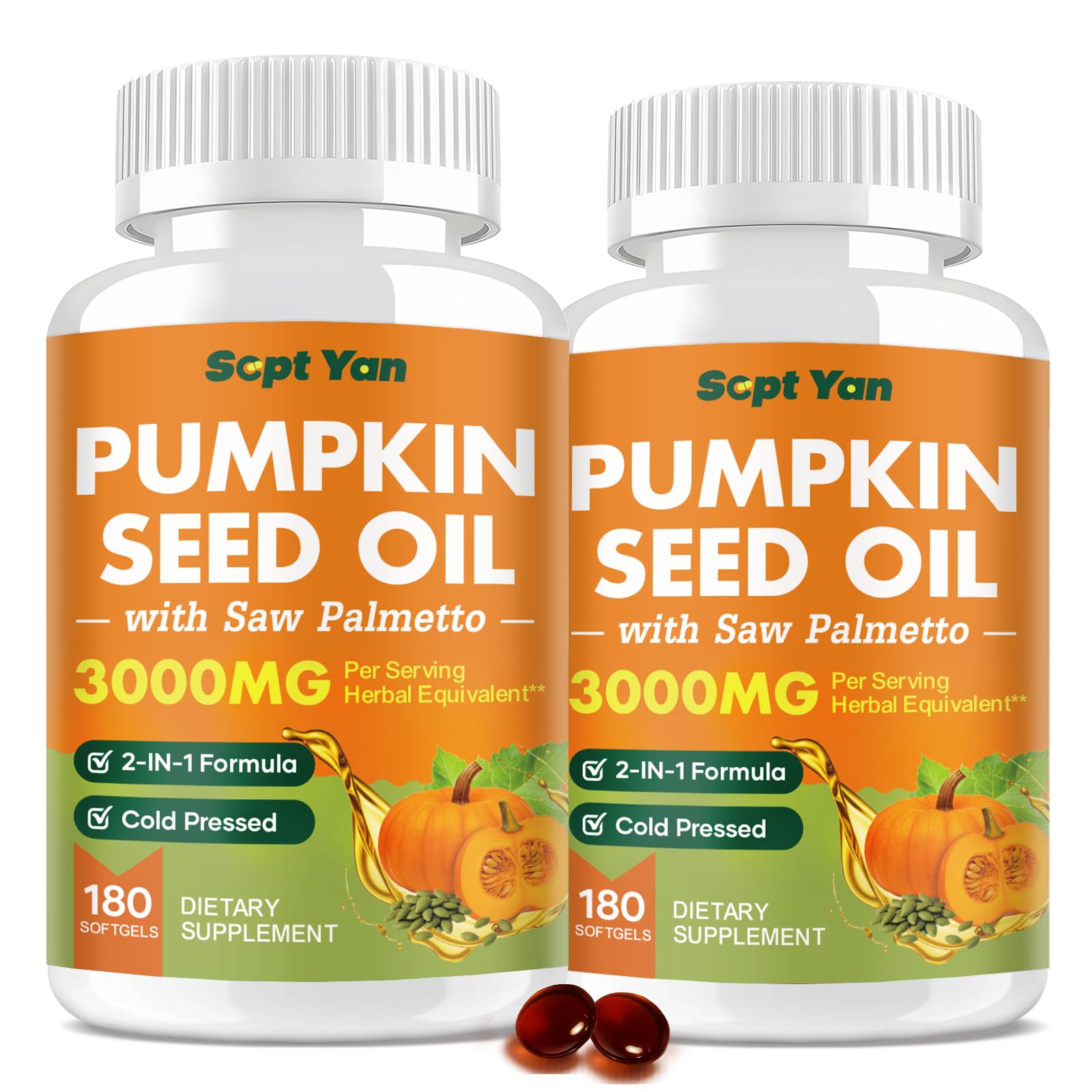 Sept YAN aceite de semilla de calabaza en frasco, posible apoyo general